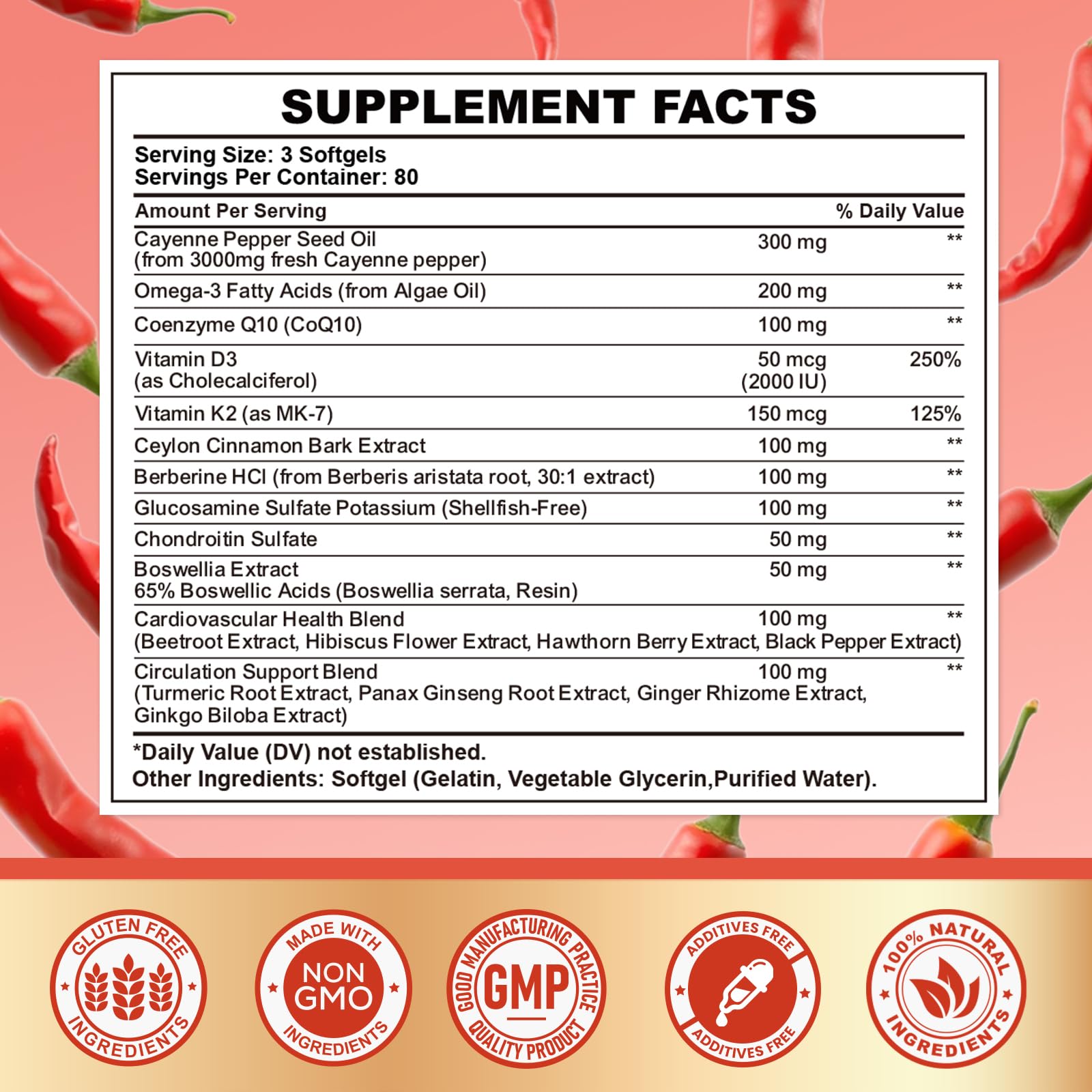 cnchef Cayenne Softgels – capsules rouges faciles à avaler et à intégrer