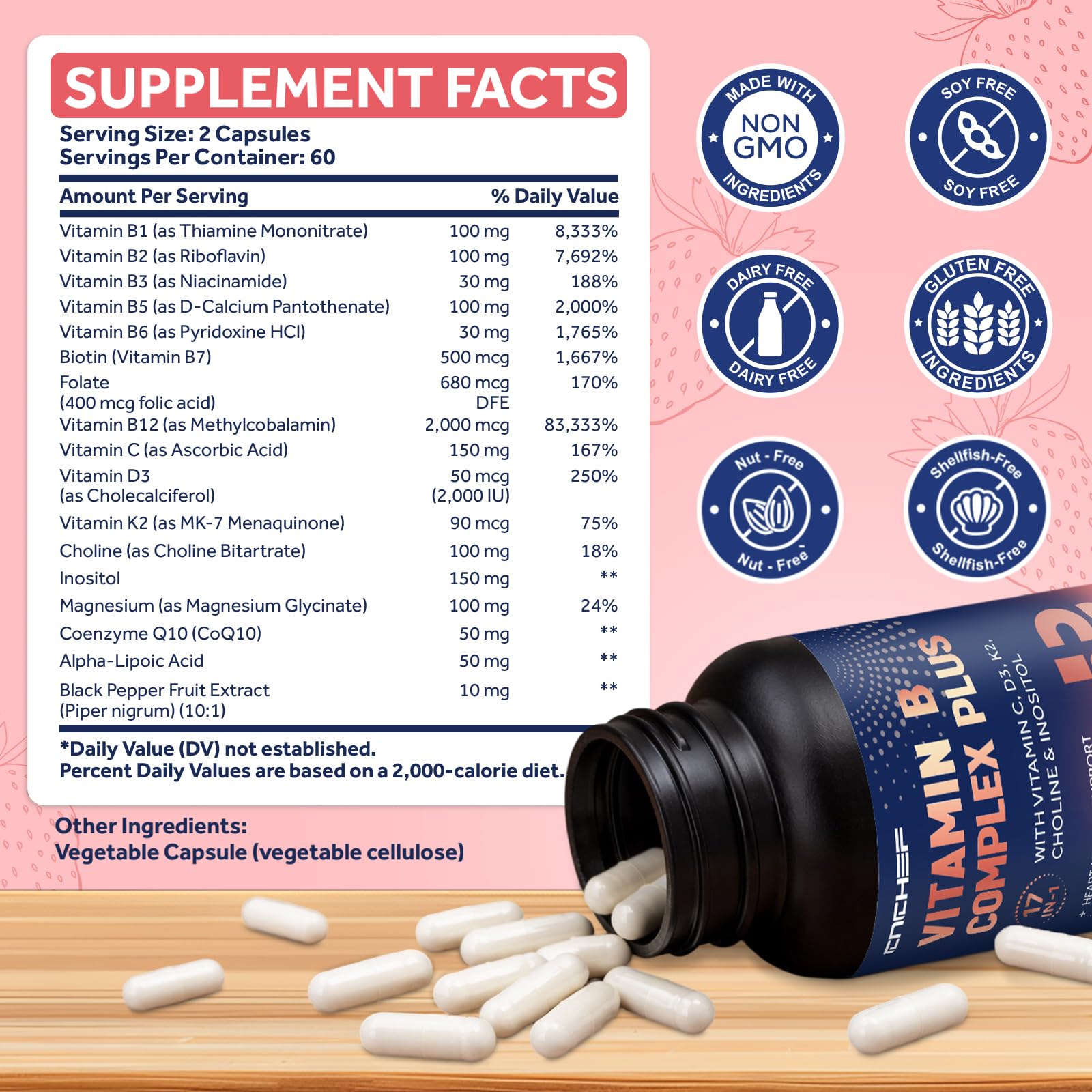 CNCHEF B-Complexe capsules, énergie durable et concentration toute la journée.