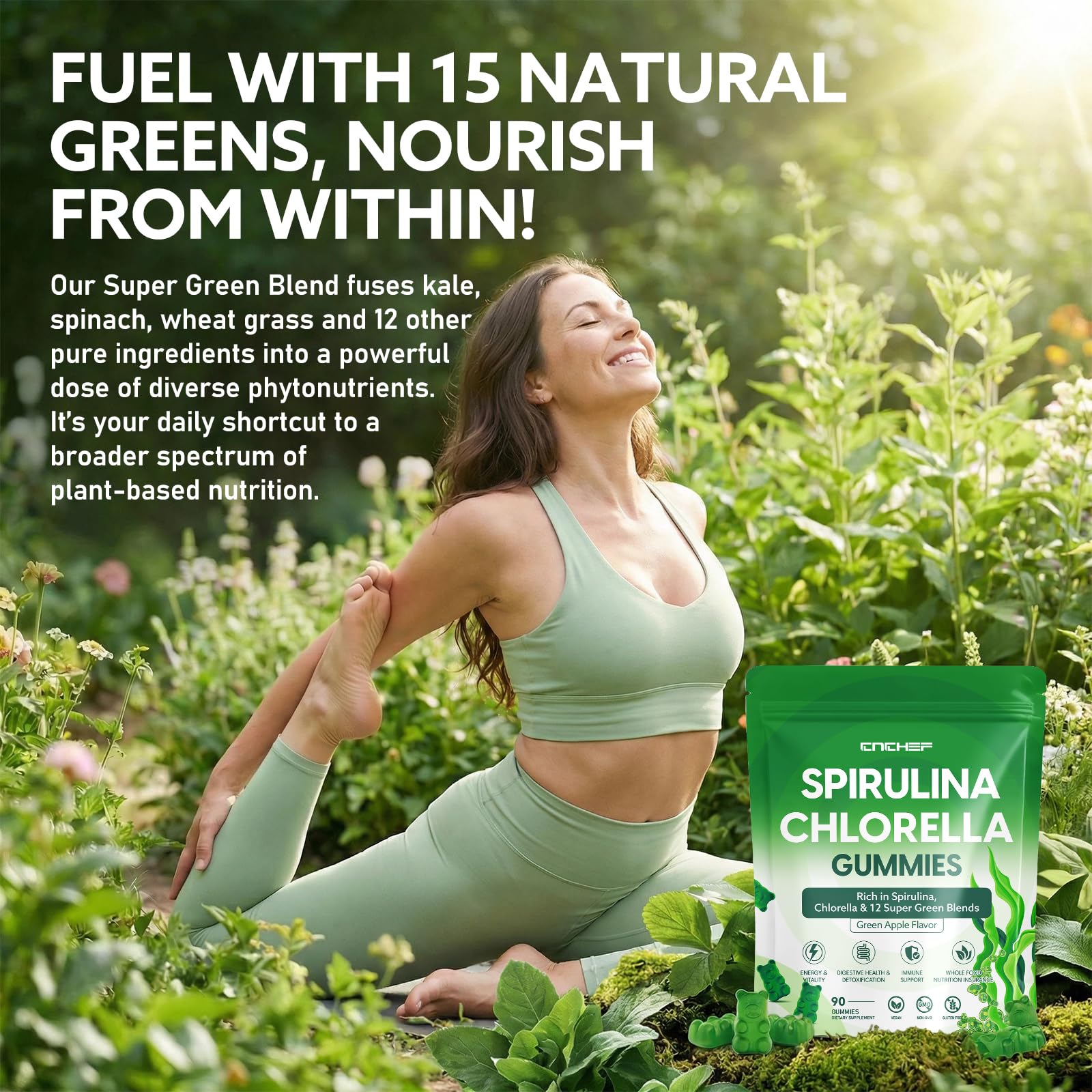 Gommes CNCHEF vertes 12 superaliments – nutrition quotidienne puissante.