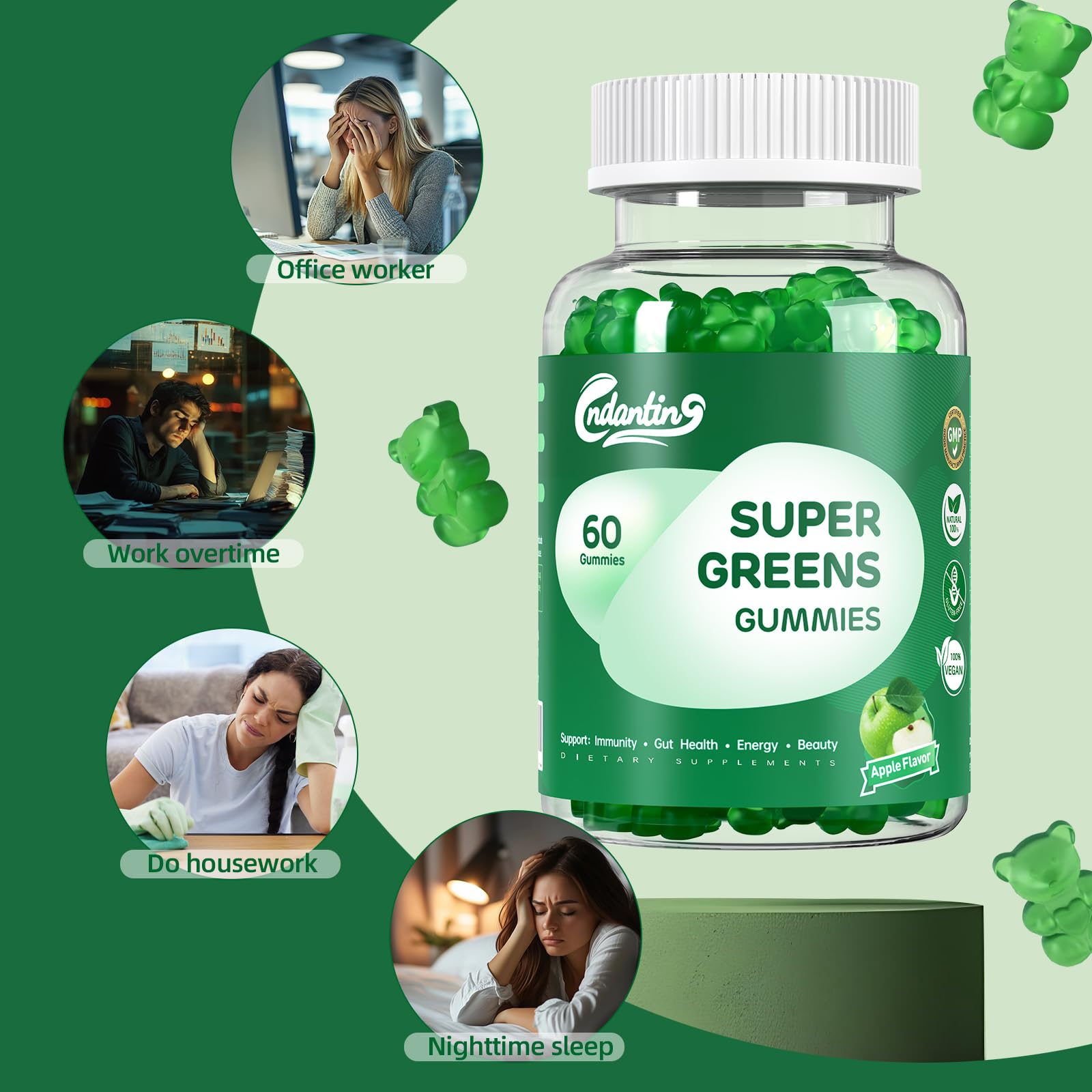 CNDANTING équilibre digestion grâce aux super greens après les repas.