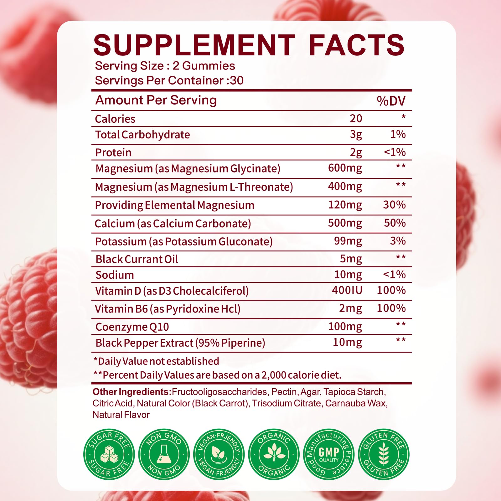 CNFHDI Gommes Magnésium Glycinate – sans sucre, vegan et sans gélatine.