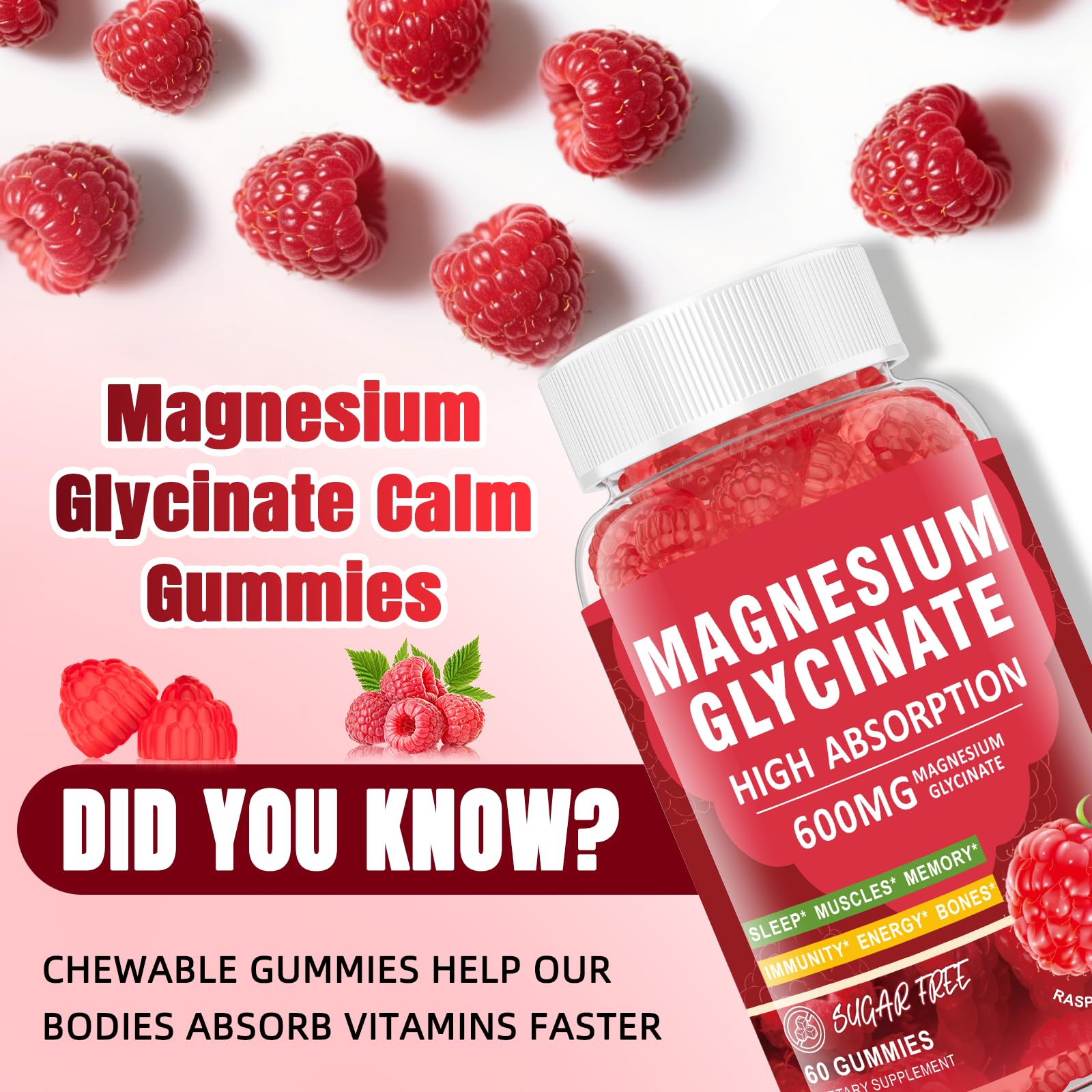 CNFHDI Gommes Magnésium Glycinate – usage quotidien pour un calme potentiel.