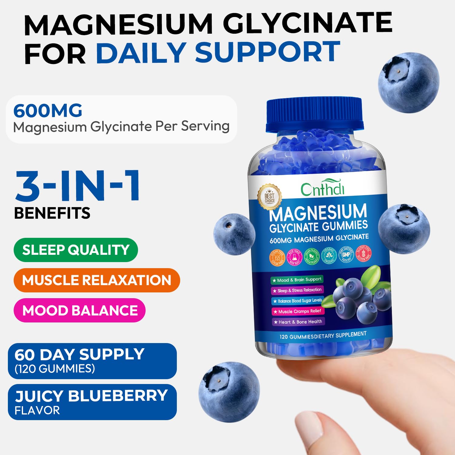 CNFHDI gommes magnésium glycinate usage familial – adaptées aux adultes et enfants.