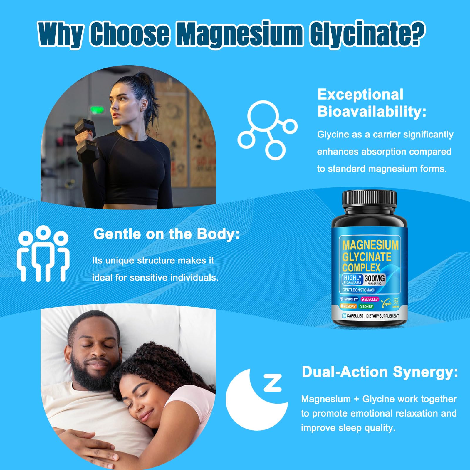 Capsules après le dîner, routine nocturne avec CNFHDI Magnésium Glycinate.