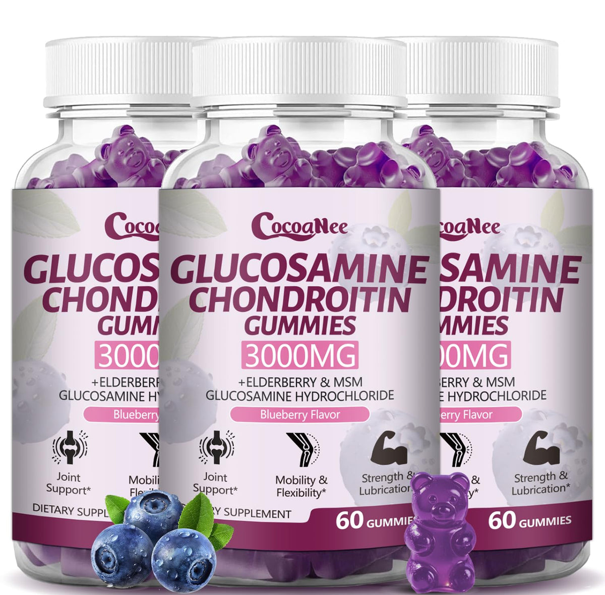 Gommes CocoaNee glucosamine-chondroïtine pack3, soutien articulation potentiel.