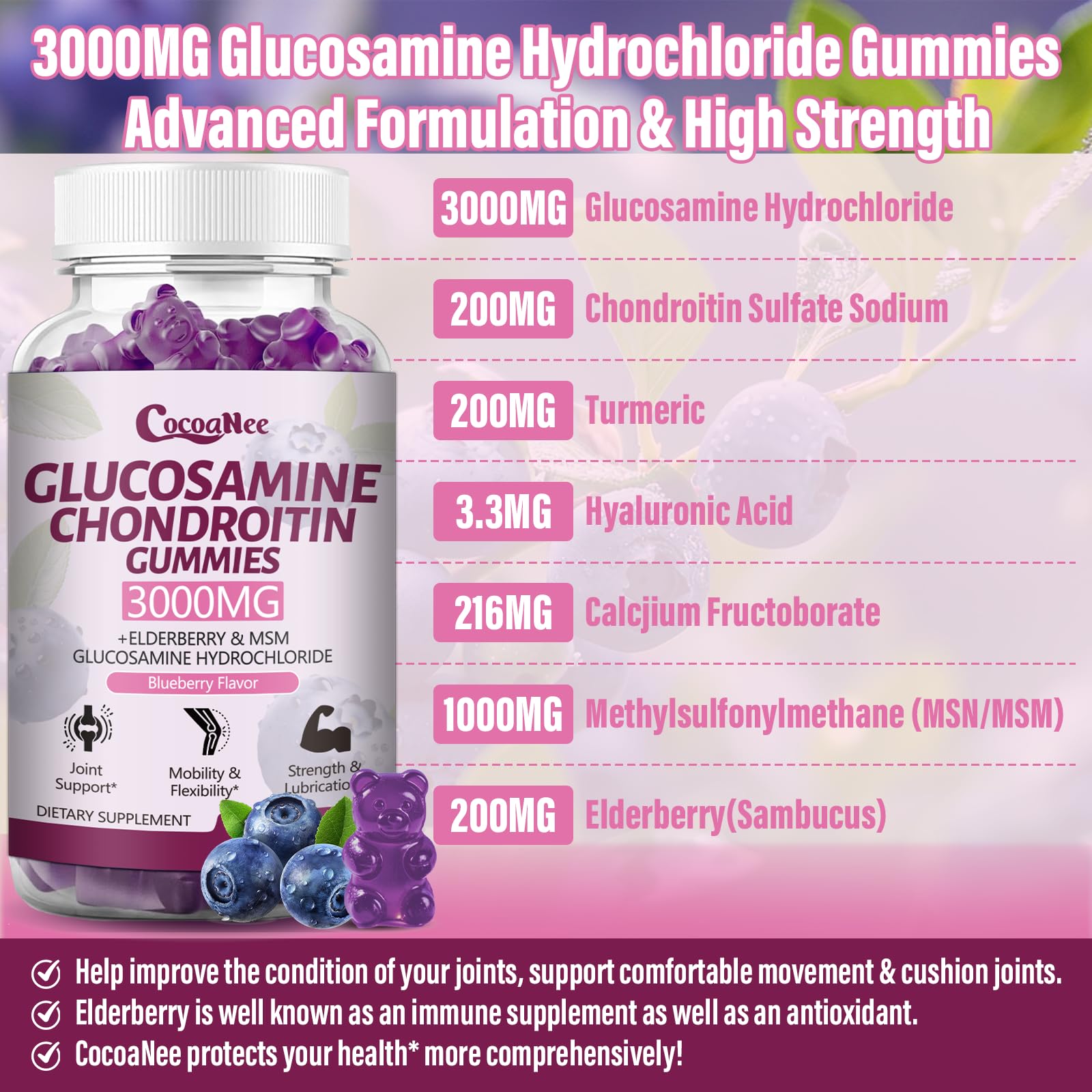 Gommes CocoaNee chondroïtine 200 mg, visuel soutien structurel des articulations