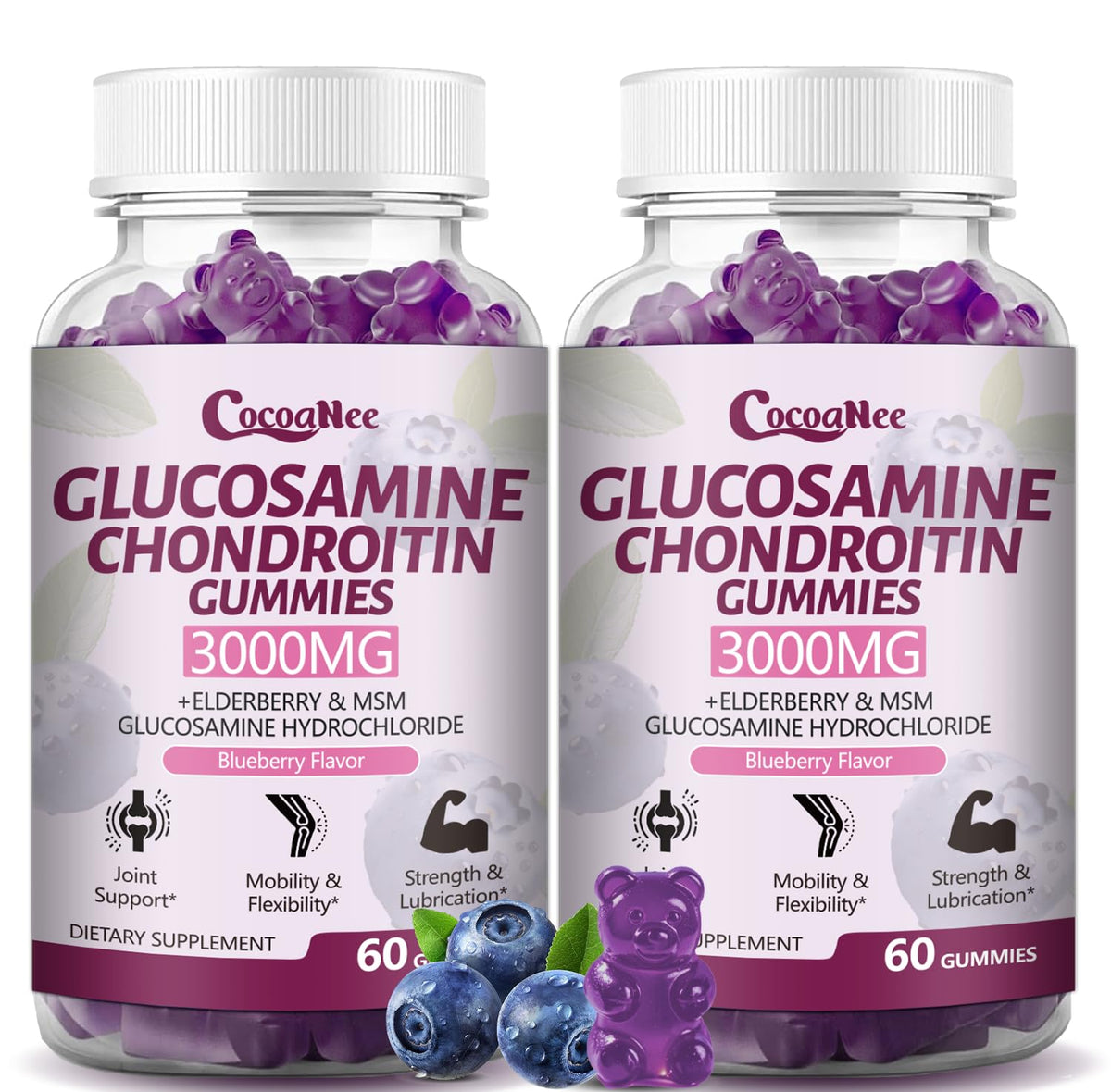 Gommes CocoaNee glucosamine-chondroitine 3000 mg, visuel soutien potentiel des articulations