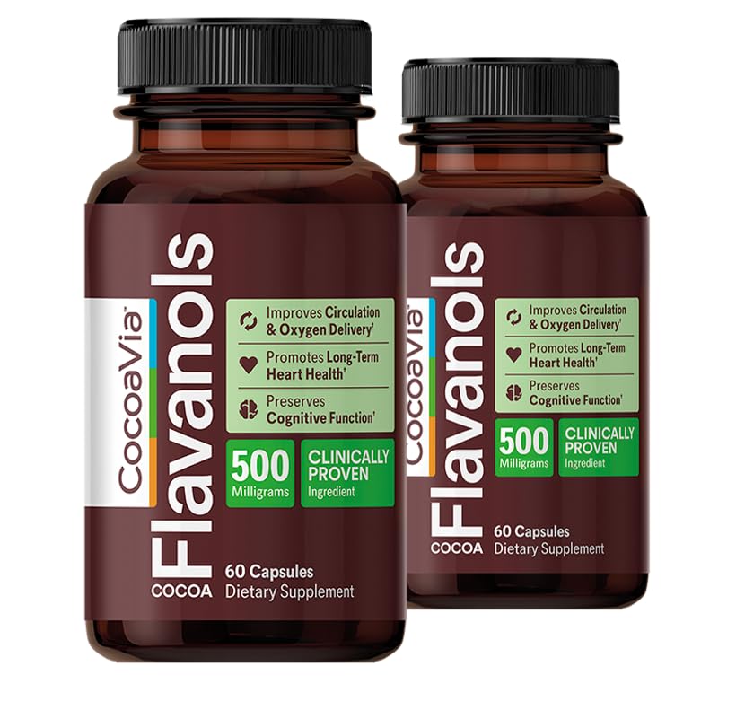 CocoaVia: bouteille 60 jours, flavanols 500 mg, soutien potentiel à la circulation et à l'énergie.