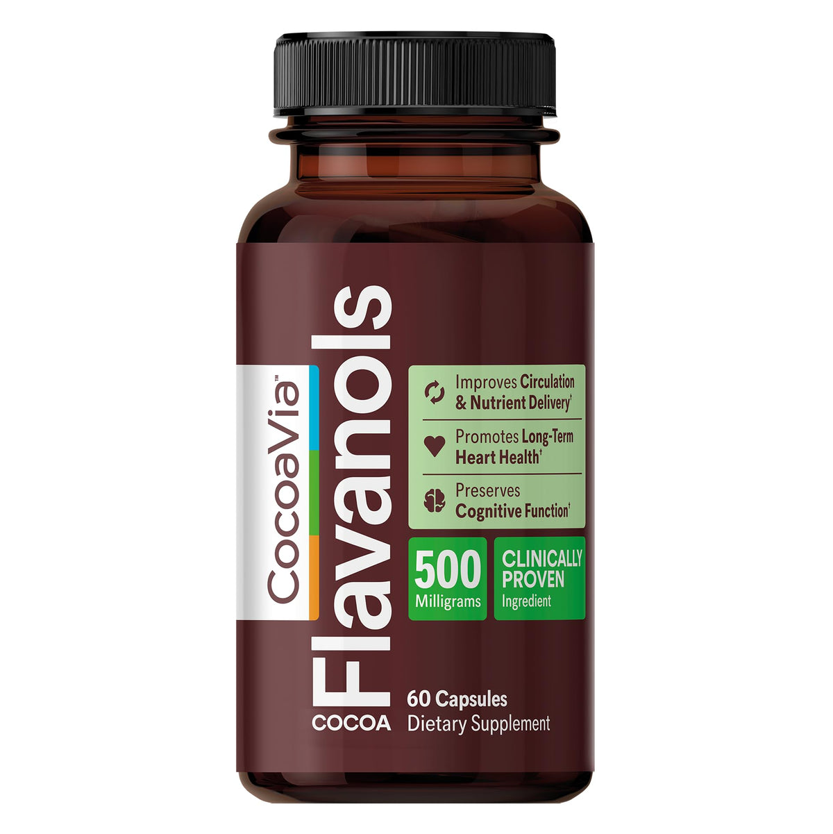 CocoaVia, capsules cœur-cerveau, soutiennent circulation et clarté mentale.