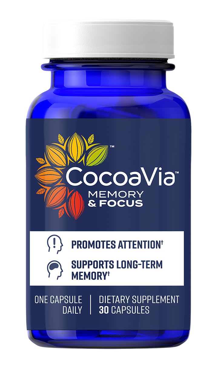 CocoaVia mémoire et concentration, boîte de capsules faciles à prendre pour la routine quotidienne