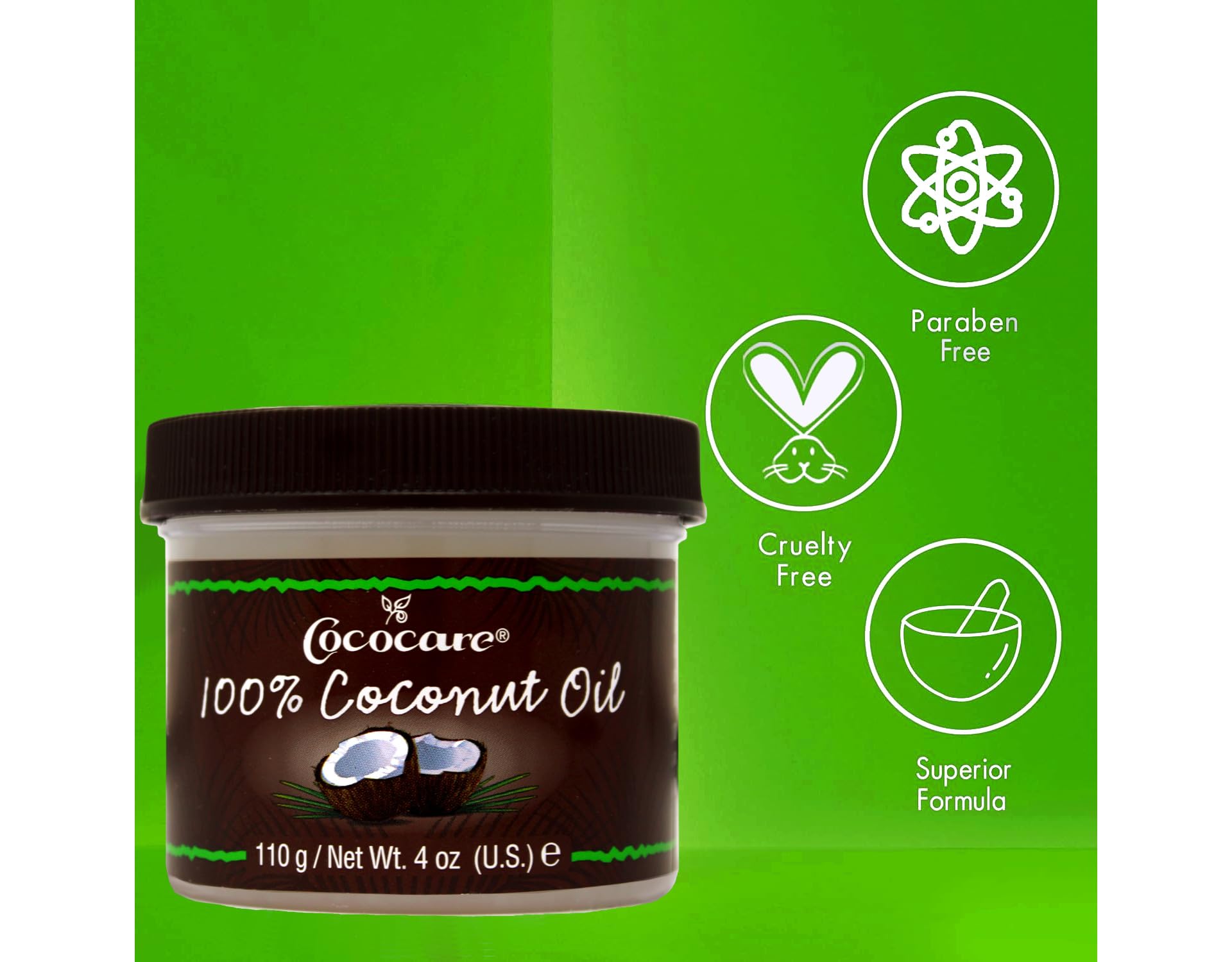 COCOCARE huile de coco pur pour massage, peau nourrie et détendue.