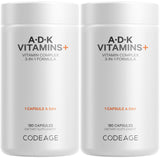 Codeage ADK Vitamins+, bouteille visible et capsules faciles à prendre.