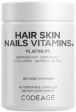 Codeage Cheveux Peau Ongles Platinum – bouteille: soutien potentiel à la vitalité des cheveux et de la peau.