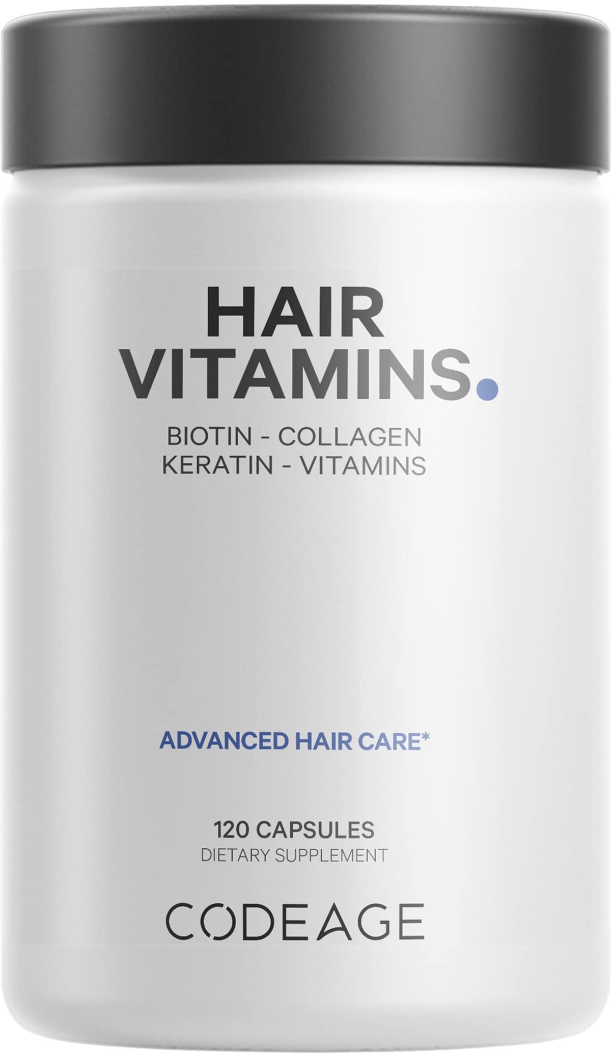 Codeage Hair Vitamins dans sa bouteille, soutien potentiel à la vitalité des cheveux.