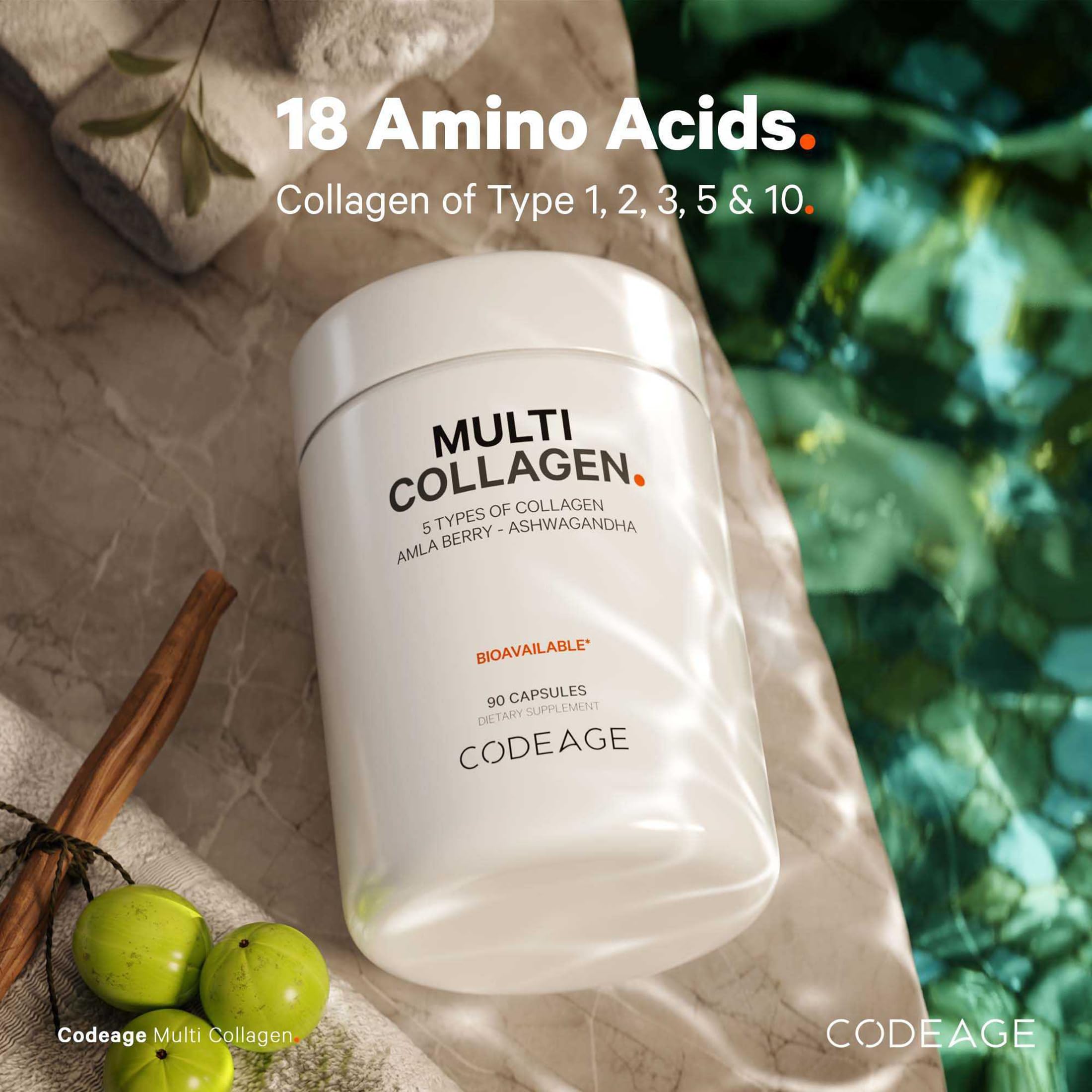 Codeage Collagene Multi avec Ashwagandha et Amla, énergie équilibrée