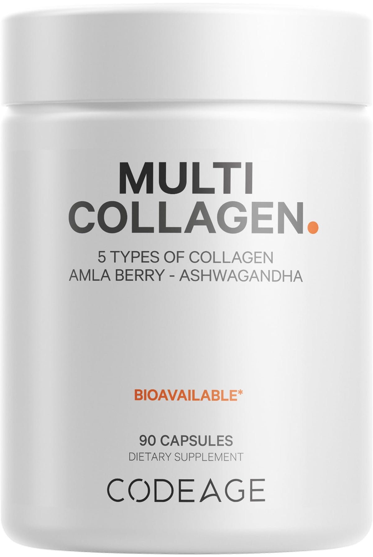 Codeage Collagene Multi capsules bouteille, prise pratique pour soutenir la peau et les articulations