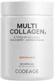 Codeage Collagene Multi capsules bouteille, prise pratique pour soutenir la peau et les articulations