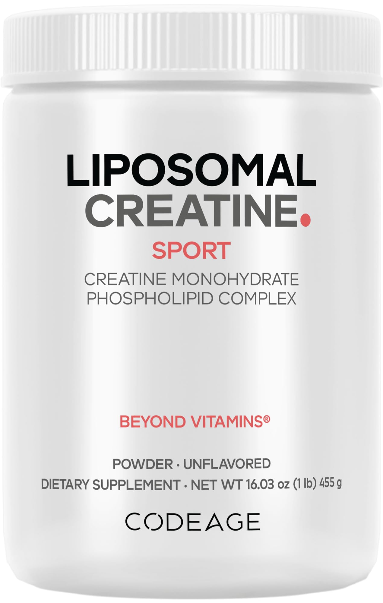 Codeage Liposomal Creatine en poudre, bouteille — absorption améliorée pour l’entraînement.
