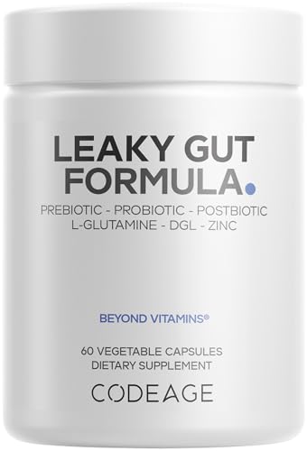 Codeage Leaky Gut : emballage du flacon prêt à l’emploi et dosage pratique.