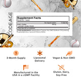 Codeage Liposomal Acetyl-L-Carnitine, gélules avec dosage 500 mg par portion.