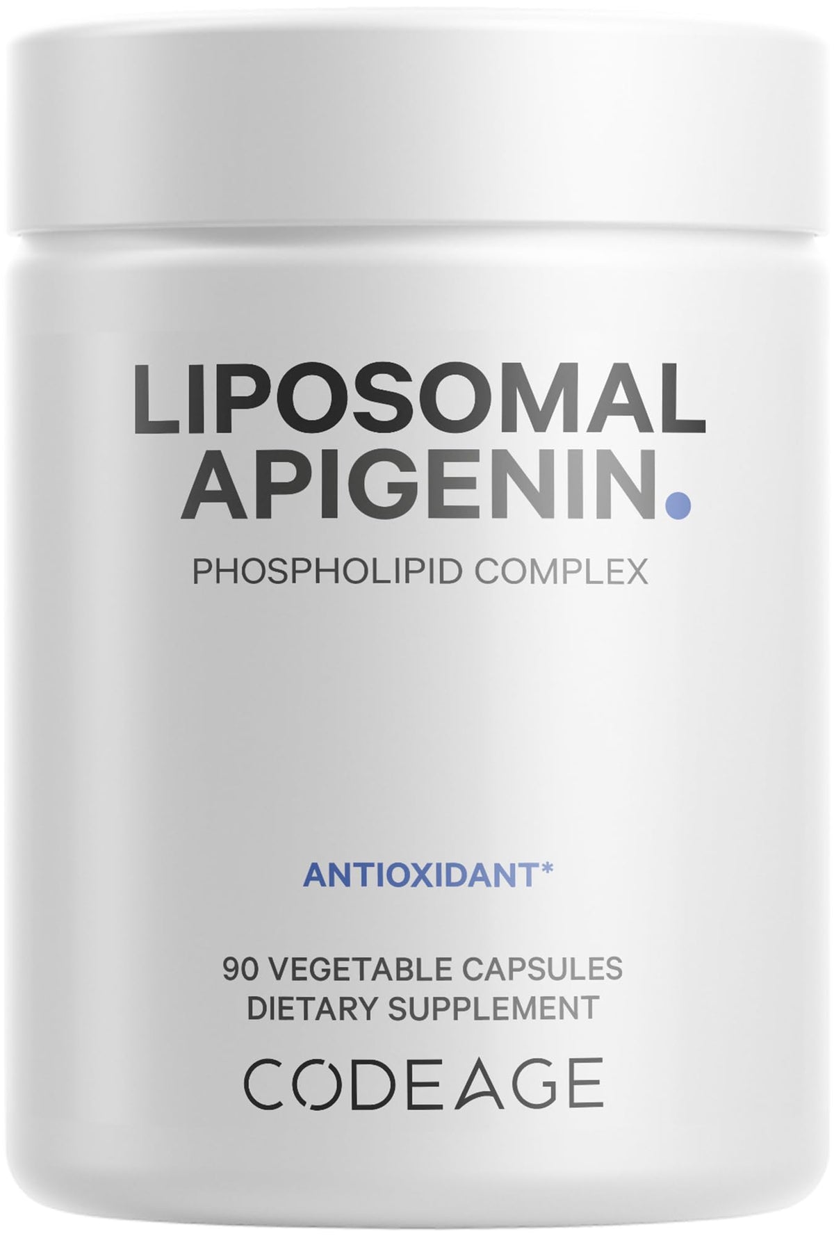 Codeage Liposomal Apigenin: bouteille et gélules pour usage quotidien vegan.