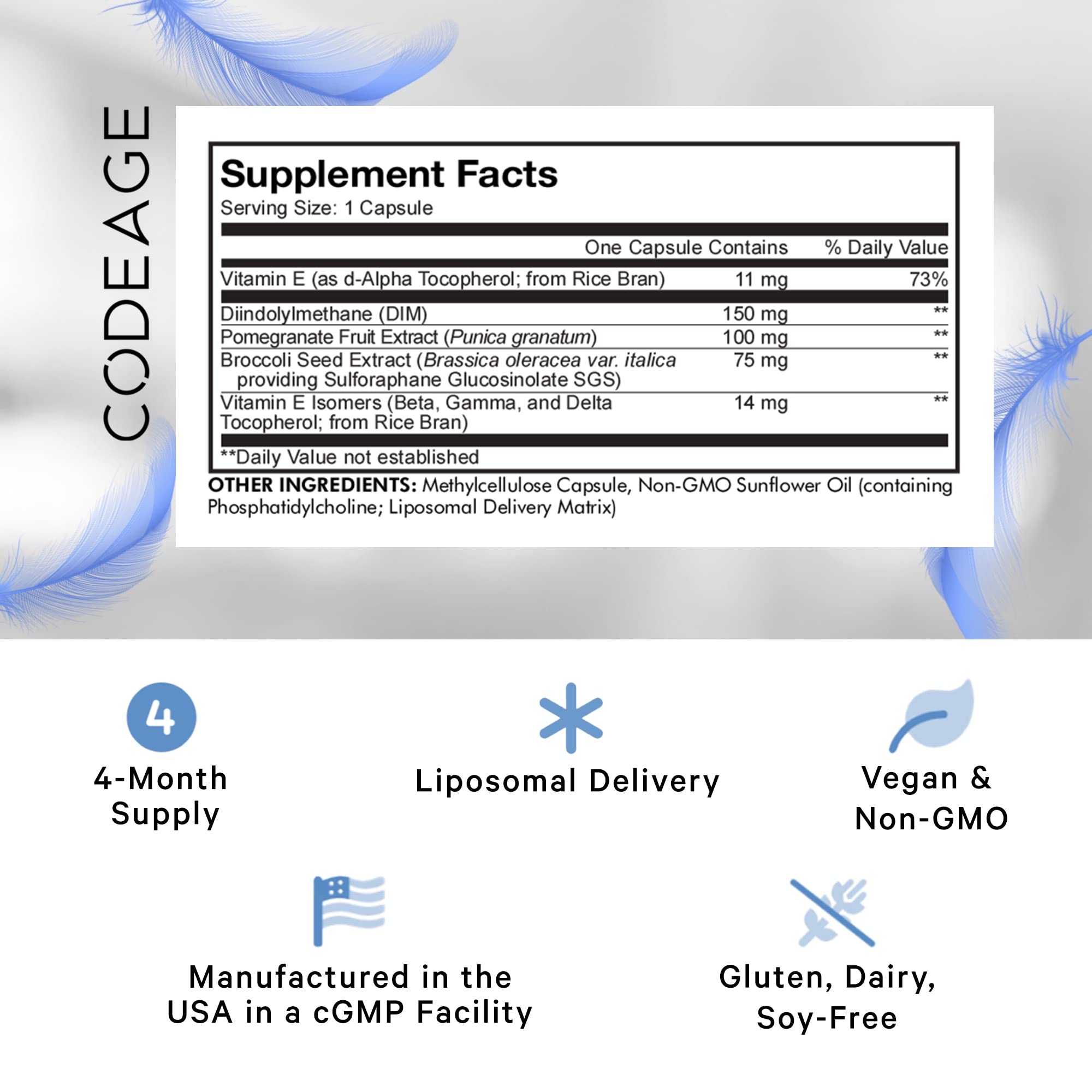 Capsules Codeage Liposomal DIM faciles à avaler et discrètes