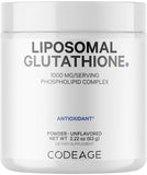 Codeage Glutathion Liposomale Poudre, bouteille compacte facilitant la supplémentation quotidienne.