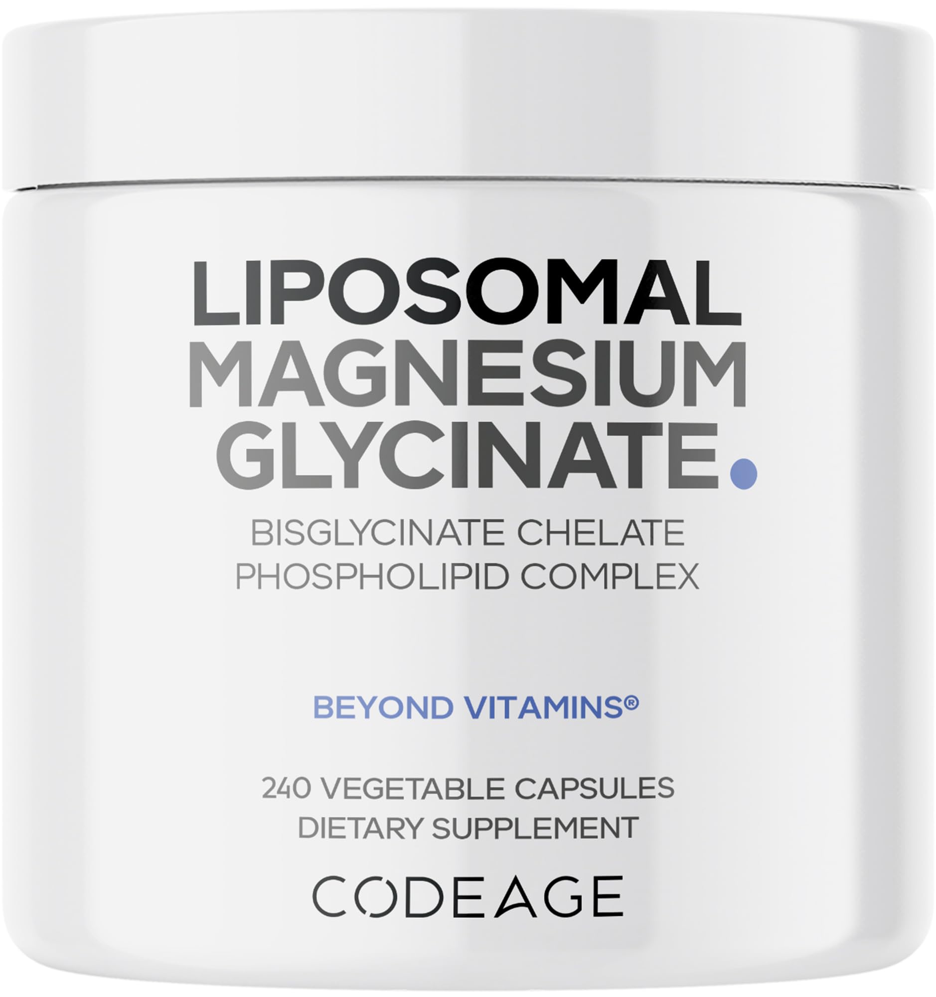 Codeage Liposomal Magnesium Glycinate, bouteille prête pour une routine quotidienne pratique.