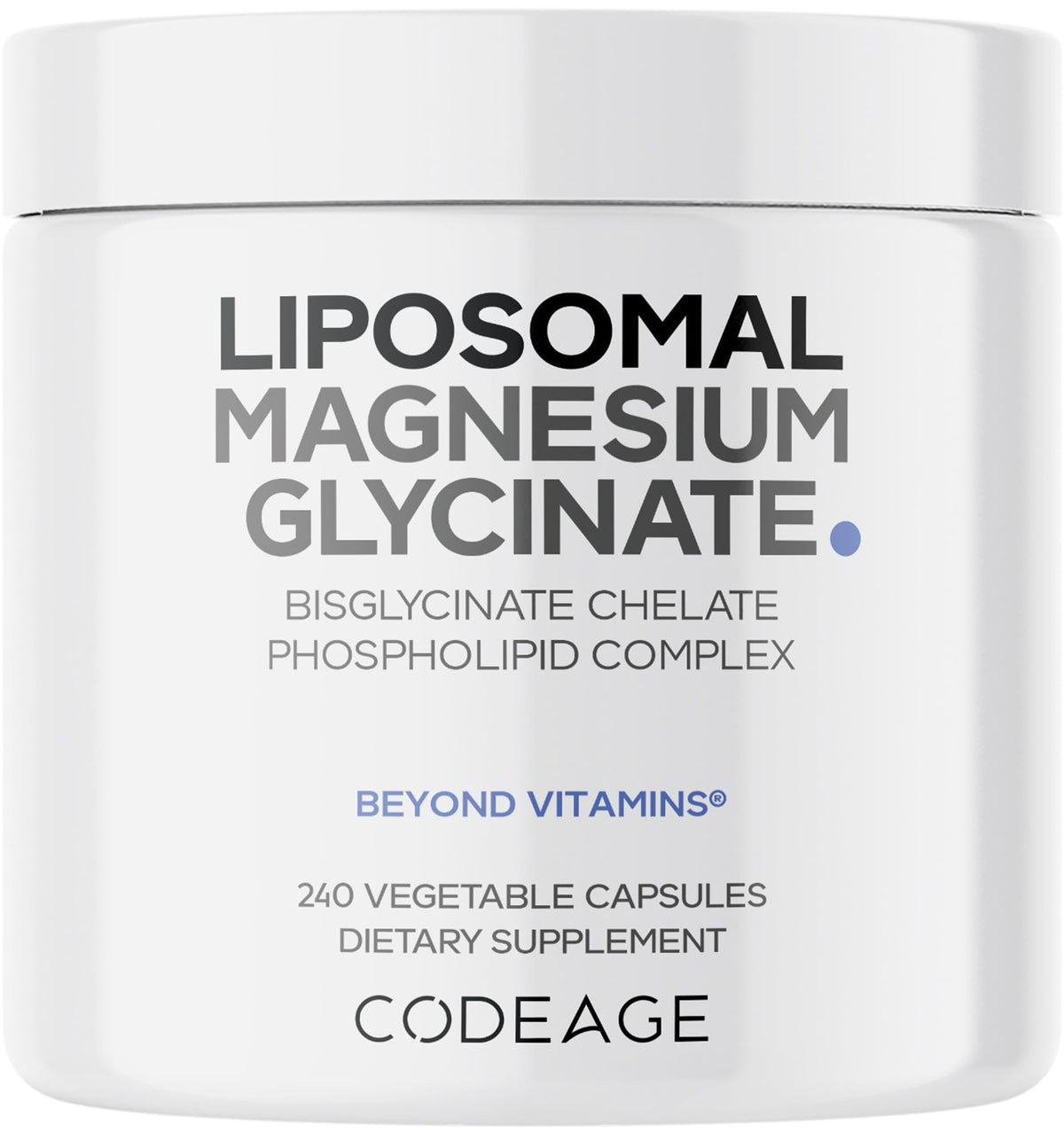 Codeage Liposomal Magnesium Glycinate, bouteille prête pour une routine quotidienne pratique.