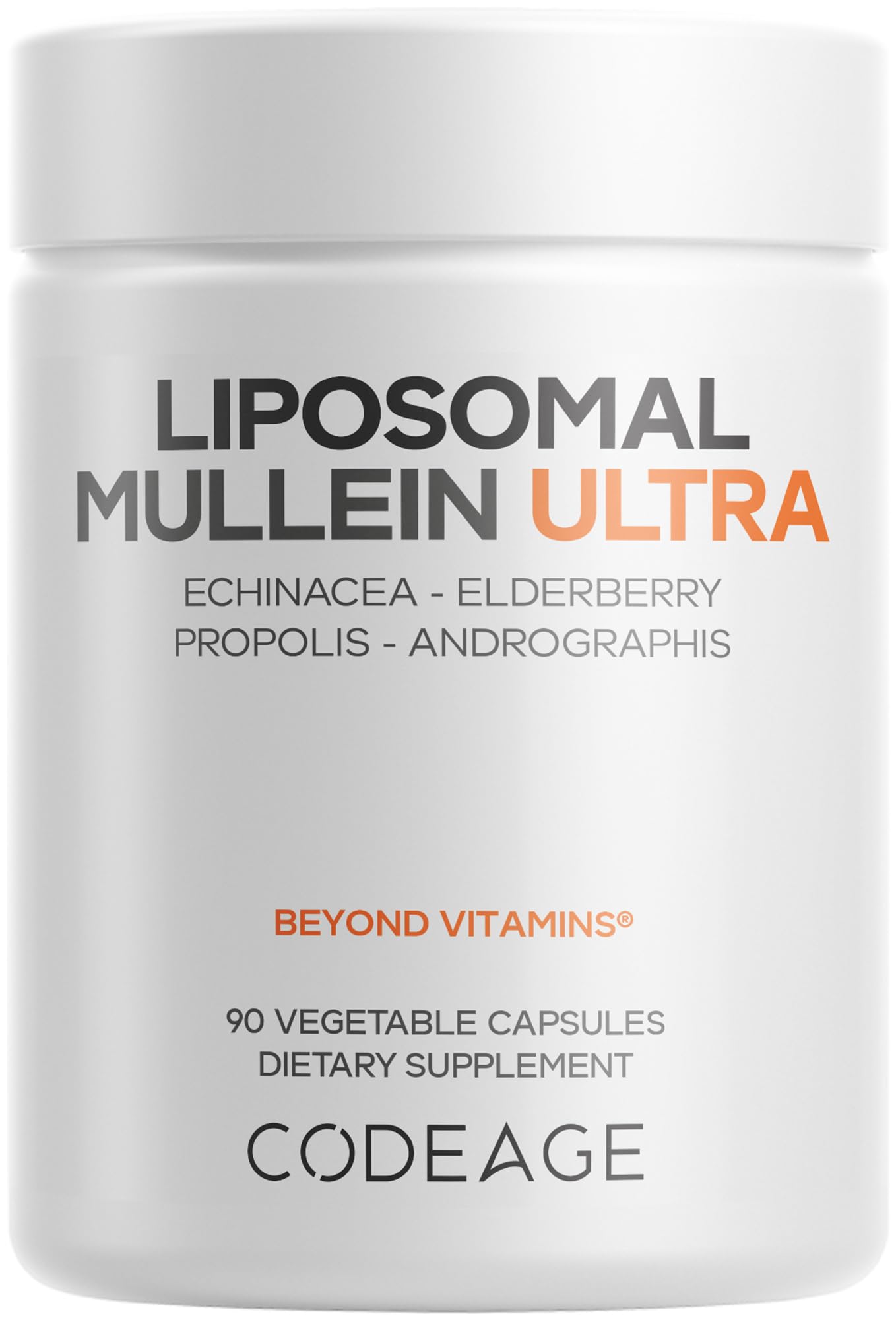 Codeage Liposomal Mullein Ultra : bouteille prête à intégrer votre routine bien-être.
