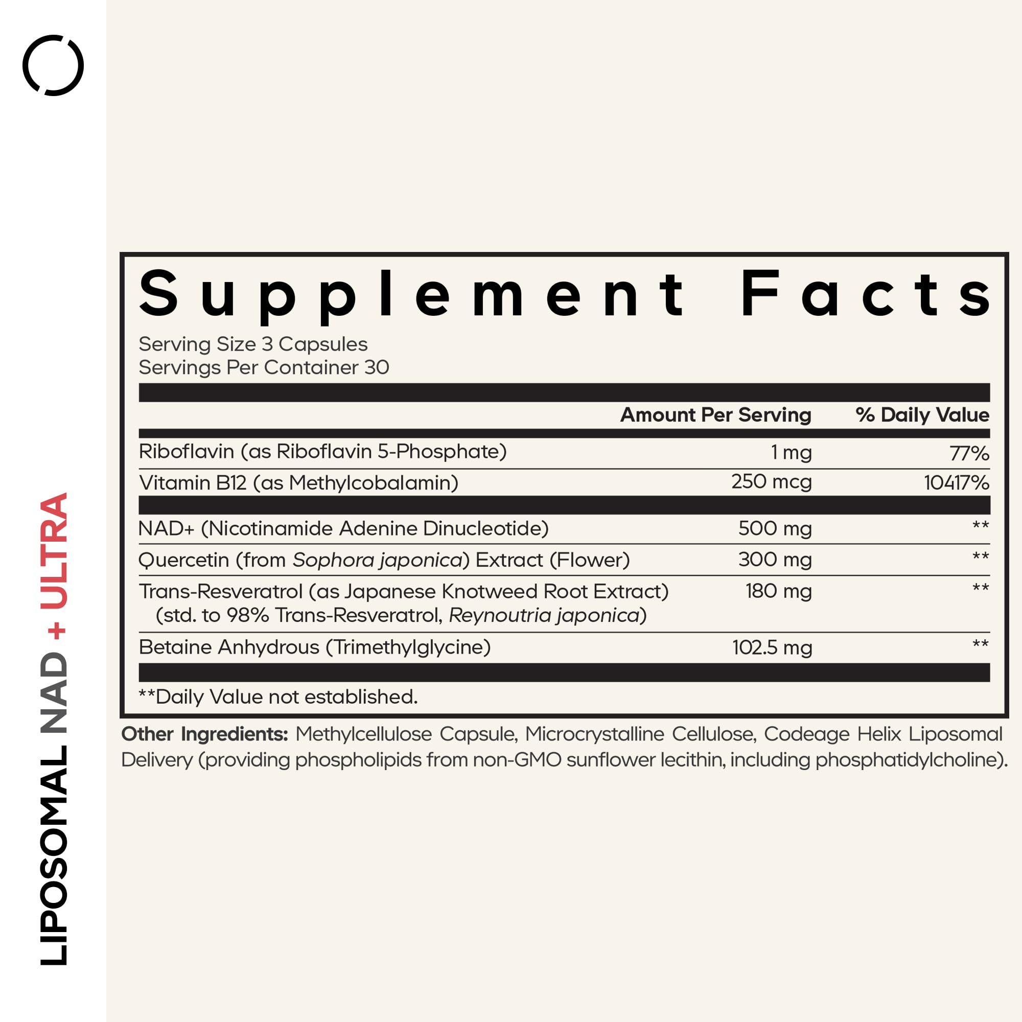 Codeage Liposomal NAD+ Ultra – capsules faciles à avaler, énergie potentielle au quotidien.