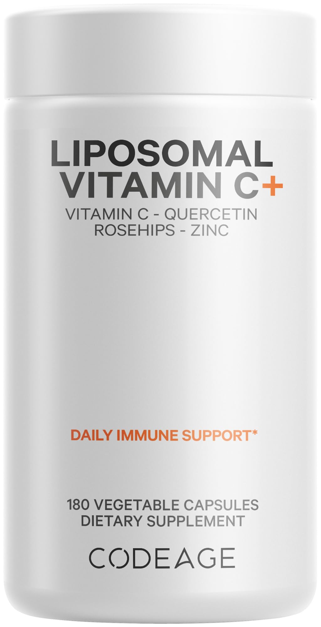 Codeage Liposomal Vitamin C: bouteille claire montrant une dose élevée pour soutien quotidien