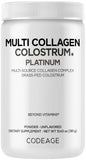 Codeage Multi Collagen Colostrum Platinum – bouteille sur plan de travail, utilisation quotidienne facile