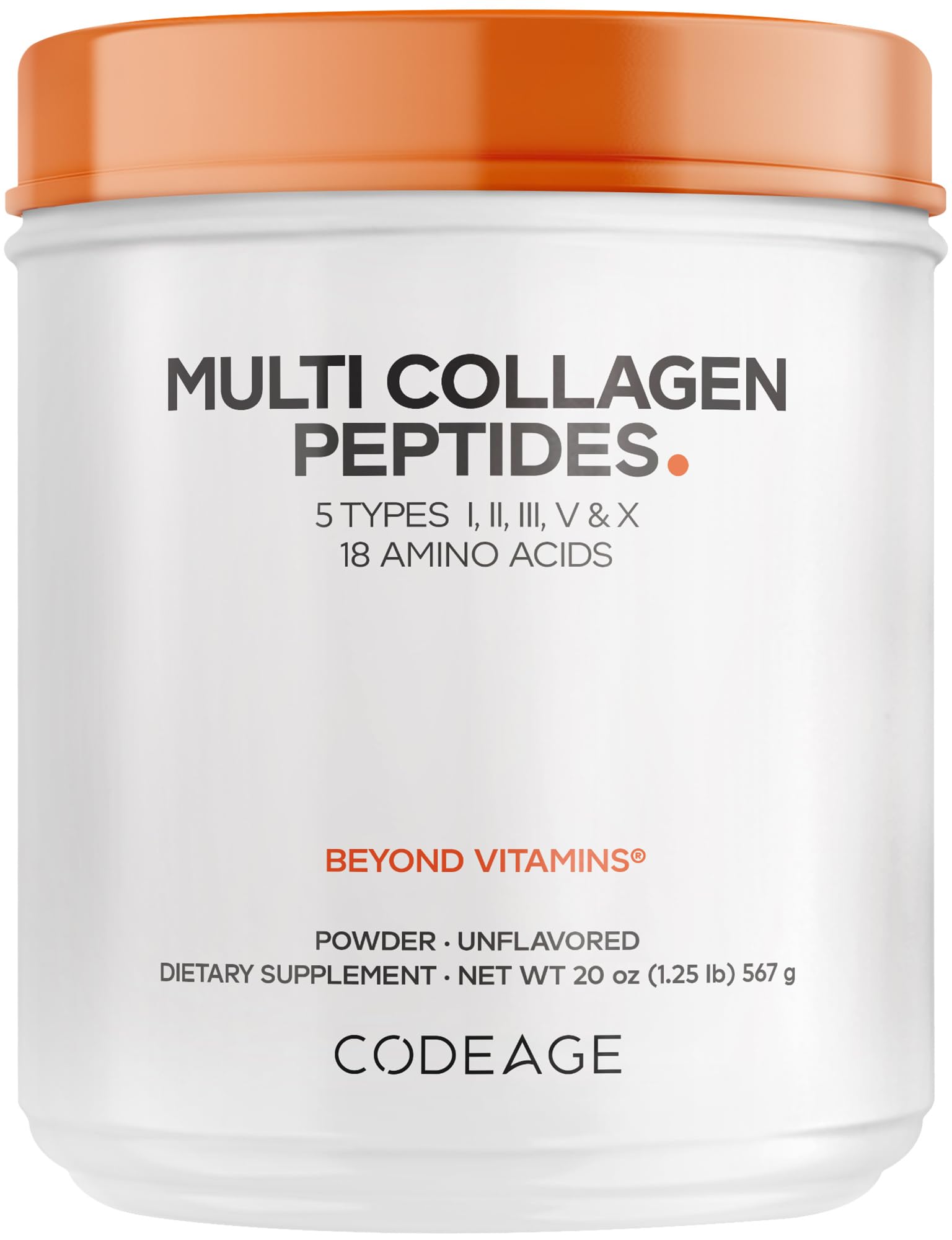 Codeage Multi Collagen poudre dans le bocal, mélange facile dans vos boissons.