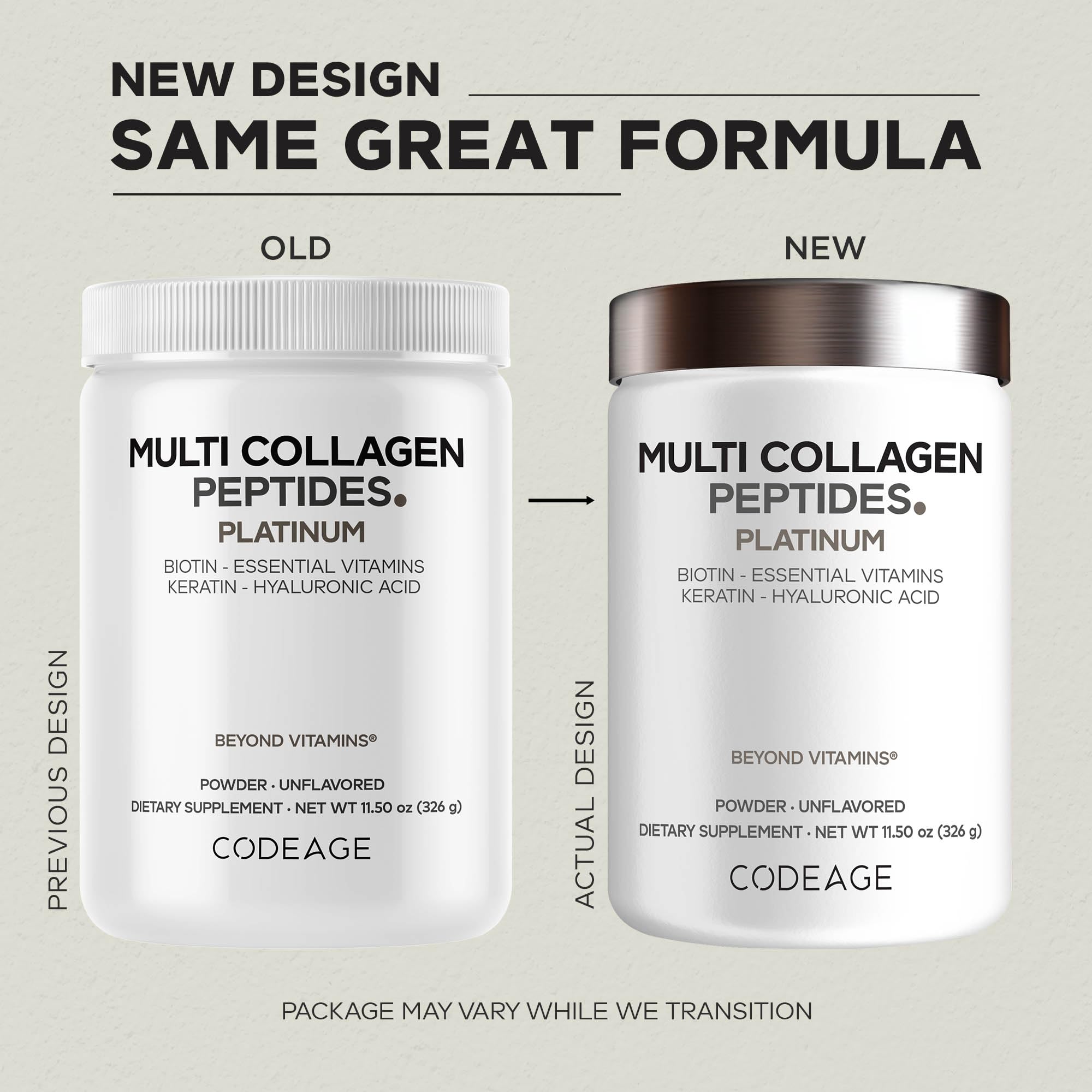 Codeage Multi Collagène biotine 10000mcg pour l éclat quotidien.