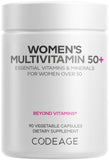 Codeage Multivitamine Femmes 50+ - flacon illustrant l’utilisation quotidienne et nutritionnelle
