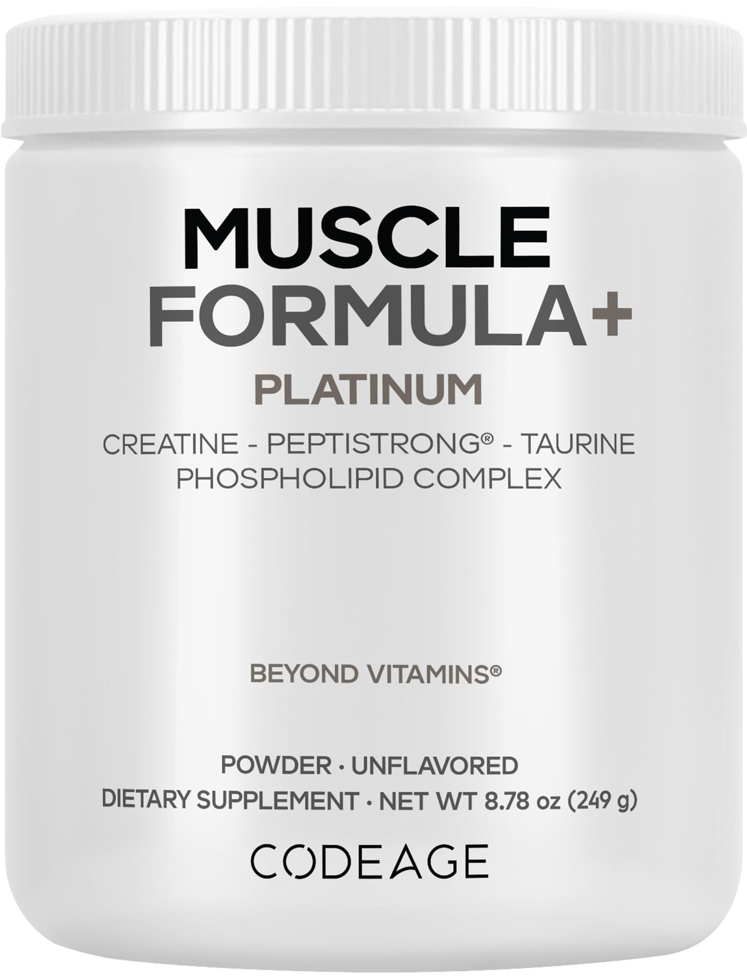 Codeage Muscle Formula+ Platinum – Bouteille de poudre prête à mélanger pour l’entraînement.