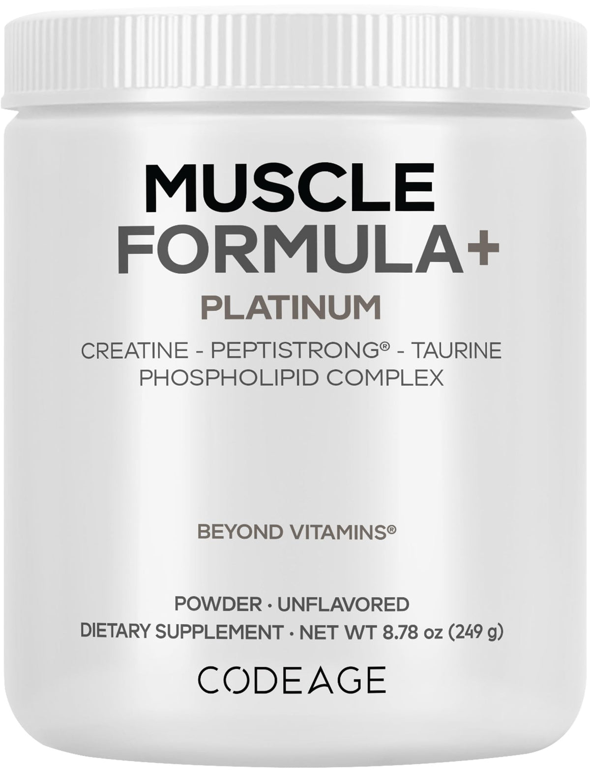 Codeage Muscle Formula+ Platinum – Bouteille de poudre prête à mélanger pour l’entraînement.