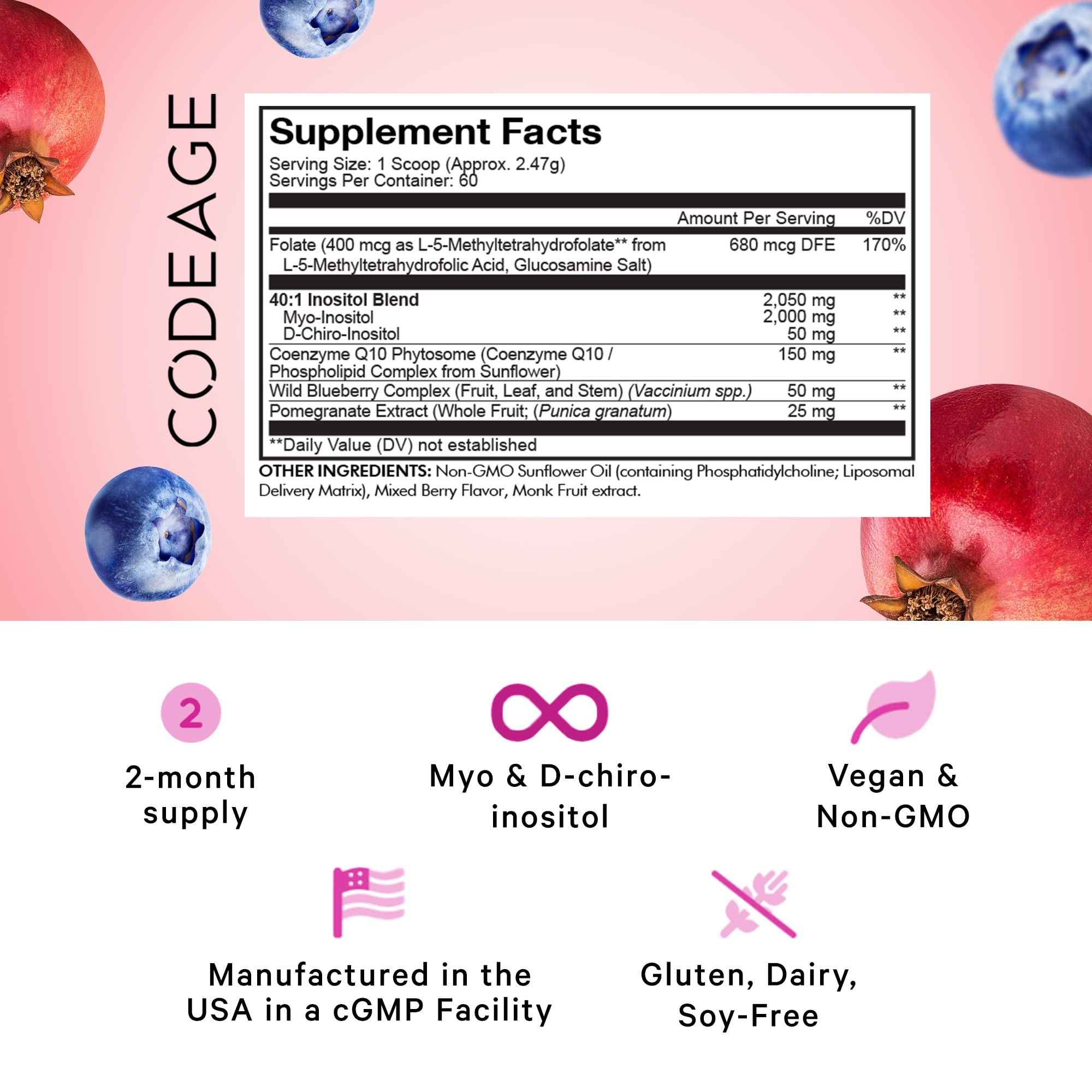 Mélange Myo-Inositol et D-Chiro-Inositol 40:1 en poudre pour routine quotidienne.