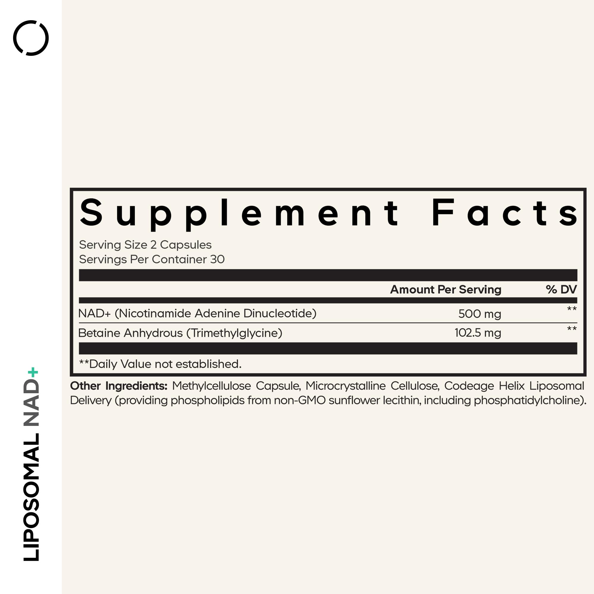 Codeage NAD liposomales capsules bouteille, accès facile lors des déplacements.