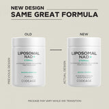 Codeage NAD liposomales, dose 500 mg visible sur l étiquette.