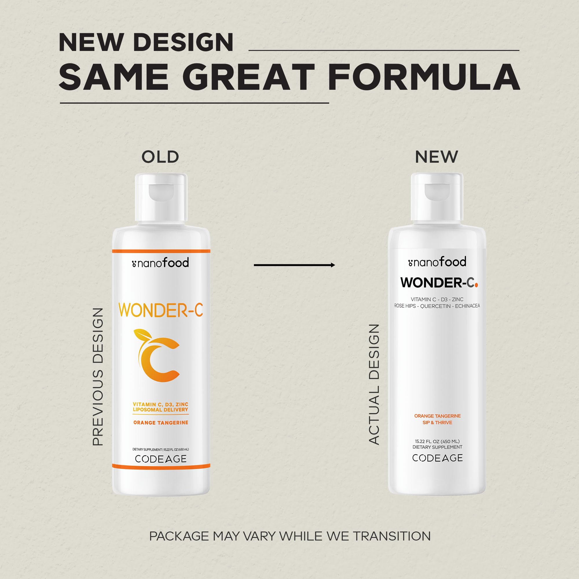 Codeage Nanofood Wonder-C: verre orange révélant la couleur attrayante.