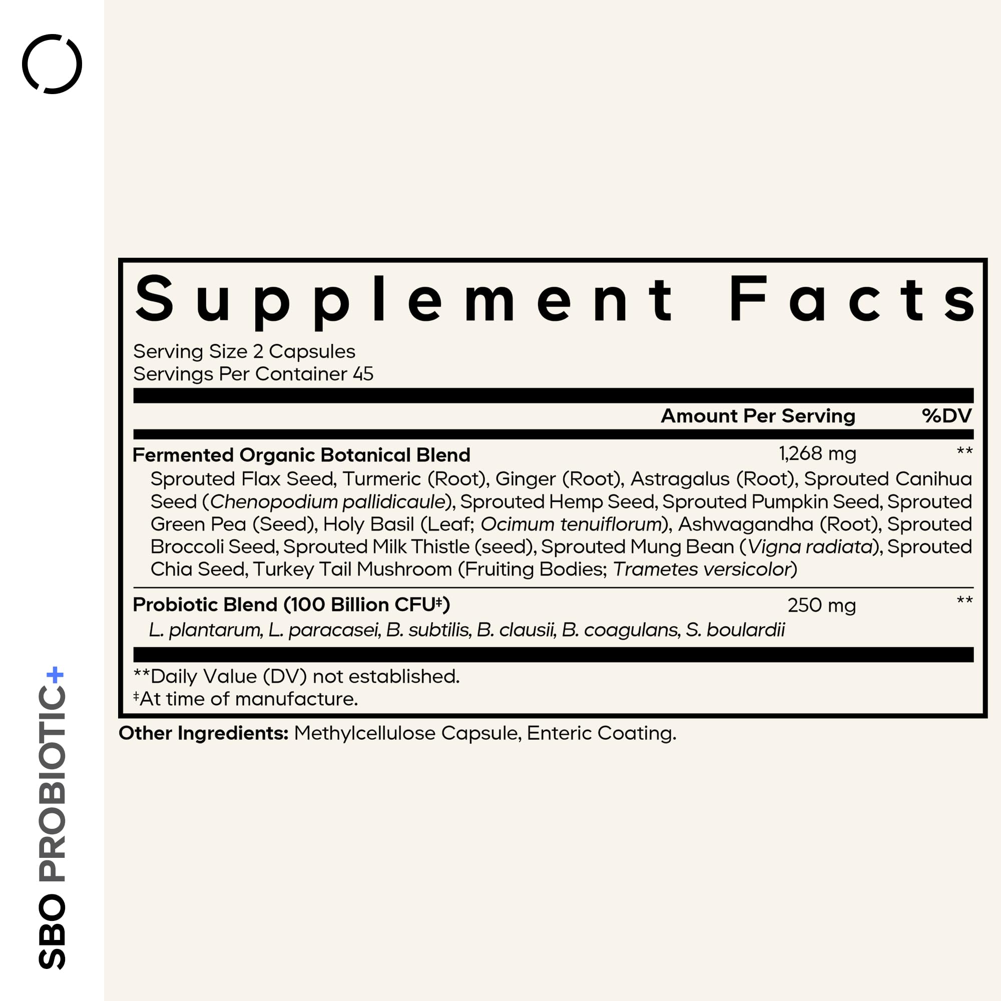 Codeage SBO Probiotics – mélange de 6 souches pour une flore diversifiée.