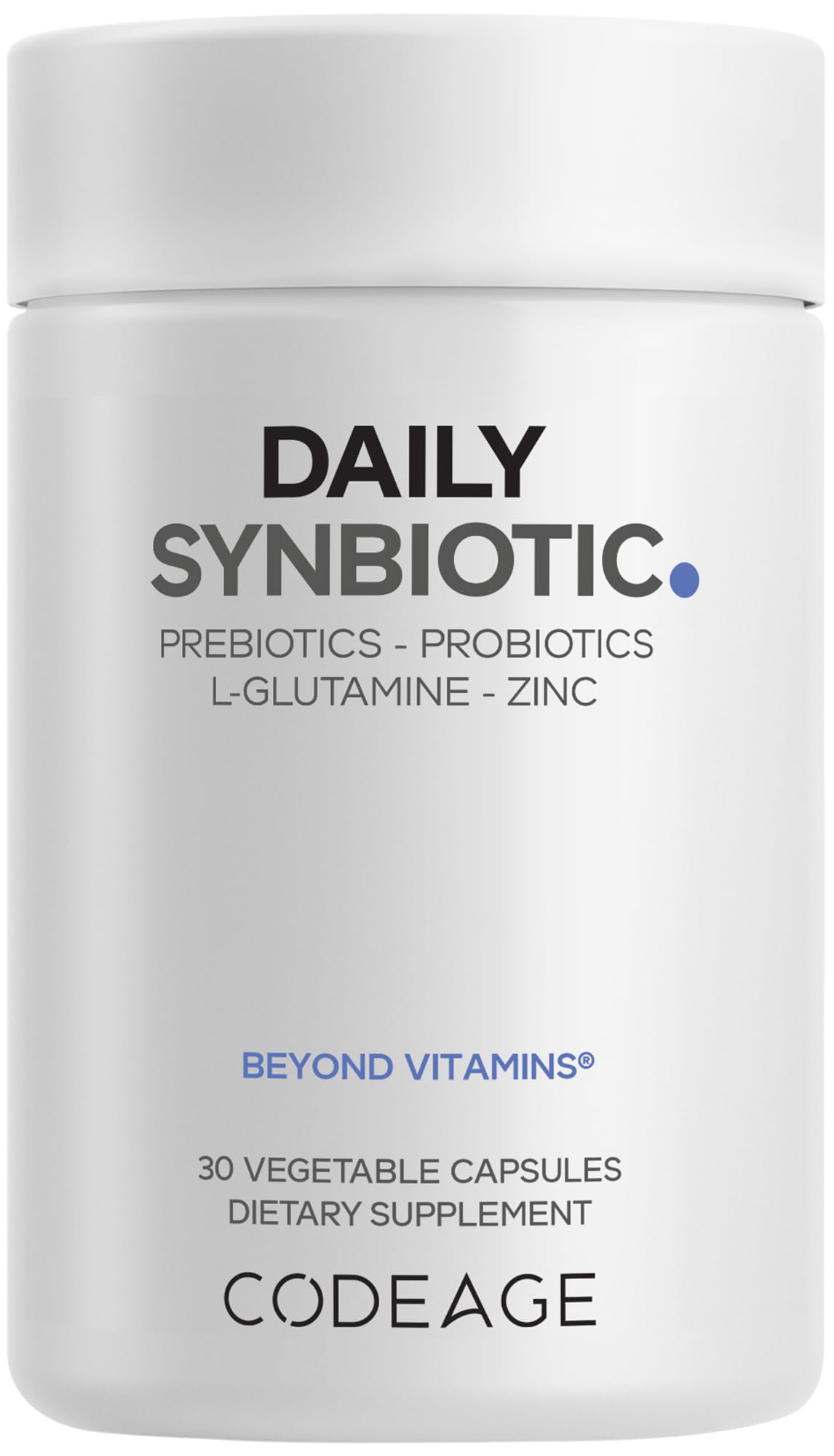 Codeage Daily Synbiotic Capsules, mélange de probiotiques et prébiotiques pour soutenir le confort digestif.