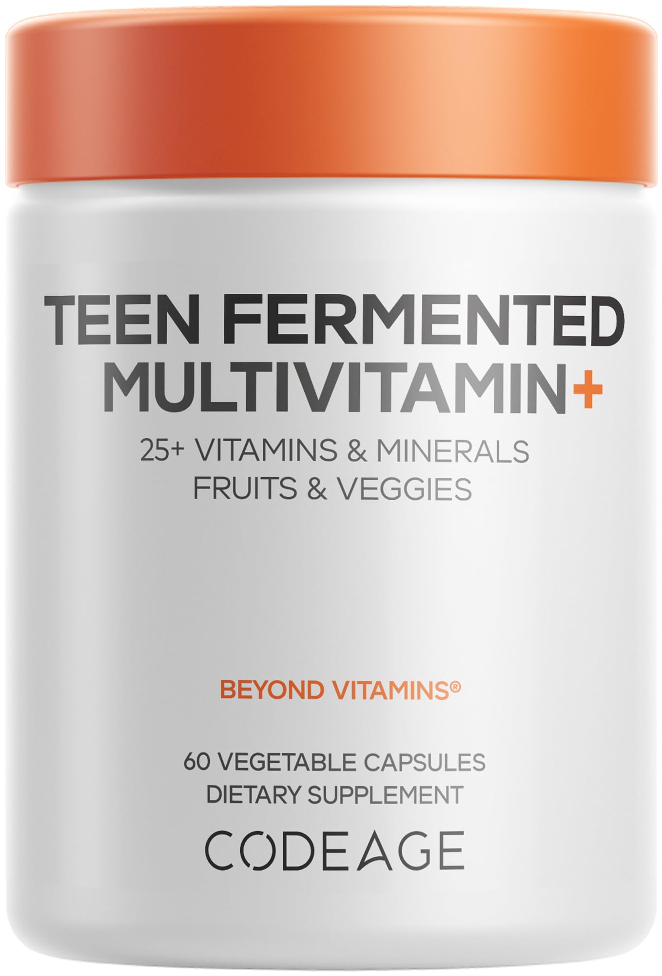 Codeage Teen Multivitamin – boîte et étiquette, source complète de nutriments pour adolescents.