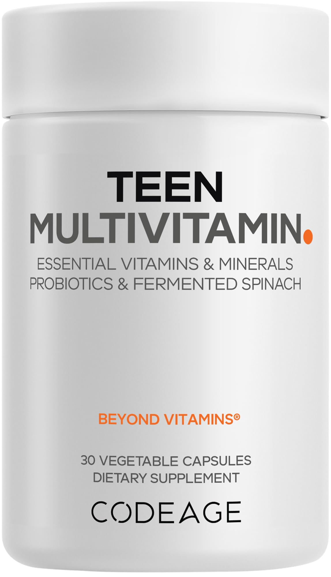 Codeage Teen Multivitamin – Bouteille, source pratique de nutriments essentiels pour adolescents.