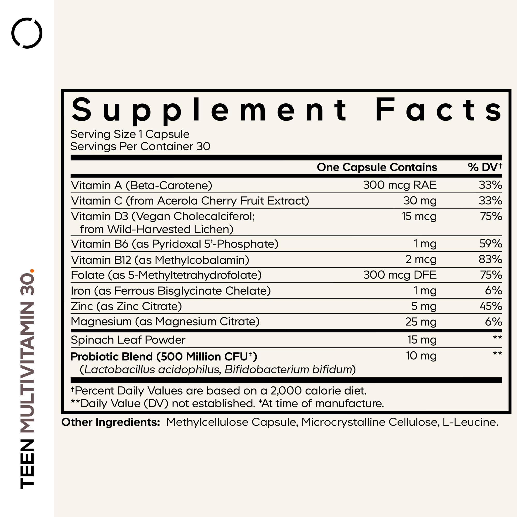 Codeage Teen Multivitamin – Tablettes quotidiennes, format simple pour les jeunes.