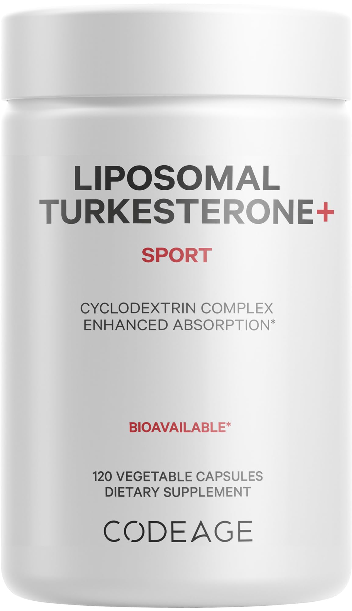 Codeage Turkesterone liposomes en bouteille montrant la présentation pour l endurance possible pendant l entraînement