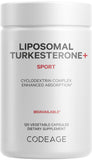 Codeage Turkesterone liposomes en bouteille montrant la présentation pour l endurance possible pendant l entraînement