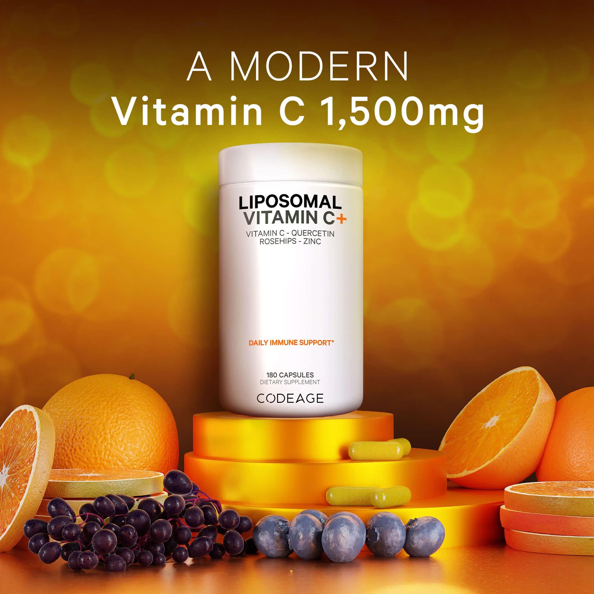 Codeage Vitamine C liposomale pictogramme zinc, indication d'un apport équilibré